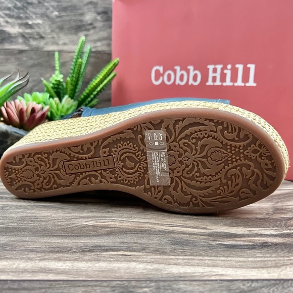 NIB Cobb Hill by Rockport 8W WIDE Erika Open Toe Slingback Wedge Sandal Blue - Picture 9 of 11